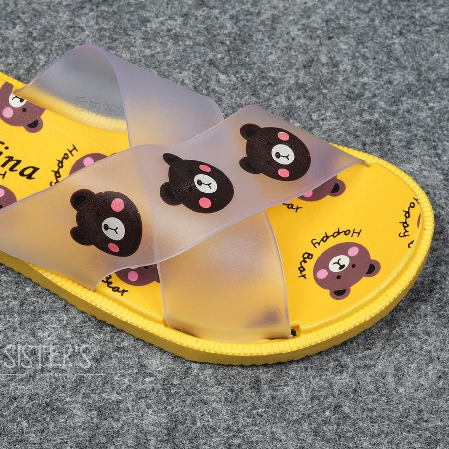♡ Sandal Slop Wanita SISTERS TEDDY BEAR / Sandal Import / Sandal Jelly ☋
