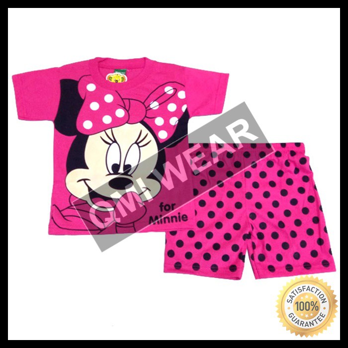 Baju Stelan Anak Perempuan/ Kaos Anak Perempuan/ Baju Minnie Mouse/ Baju Anak Minnie Mouse