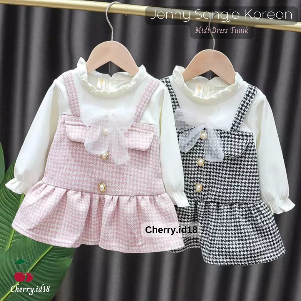 Cherry COD Jennie Korean Dress Kids Sangja / Dress Anak / Baju Anak Cewek / Dress Tunik Anak D54