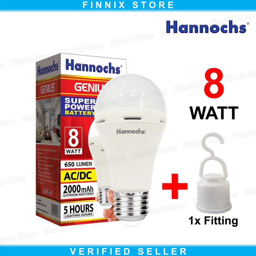 Hannochs Genius Lampu  Bohlam LED Emergency  8 Watt Dua 