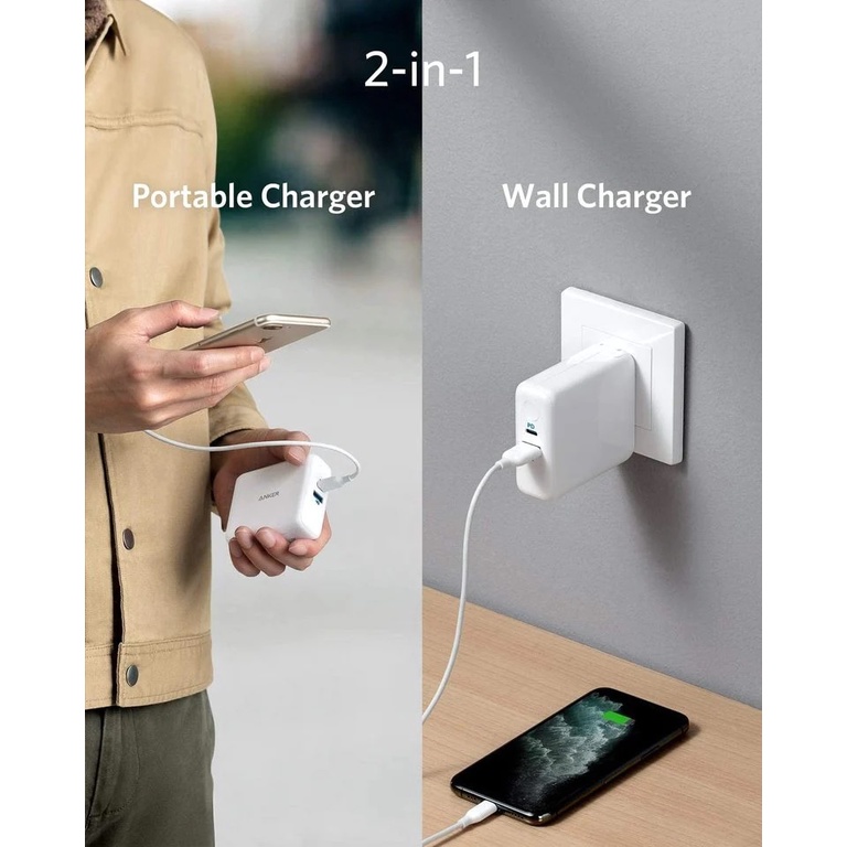 ANKER A1624 - 2-in-1 PowerCore III Fusion 5K - Support PD 18W - Charger dan Powerbank 5000mAh