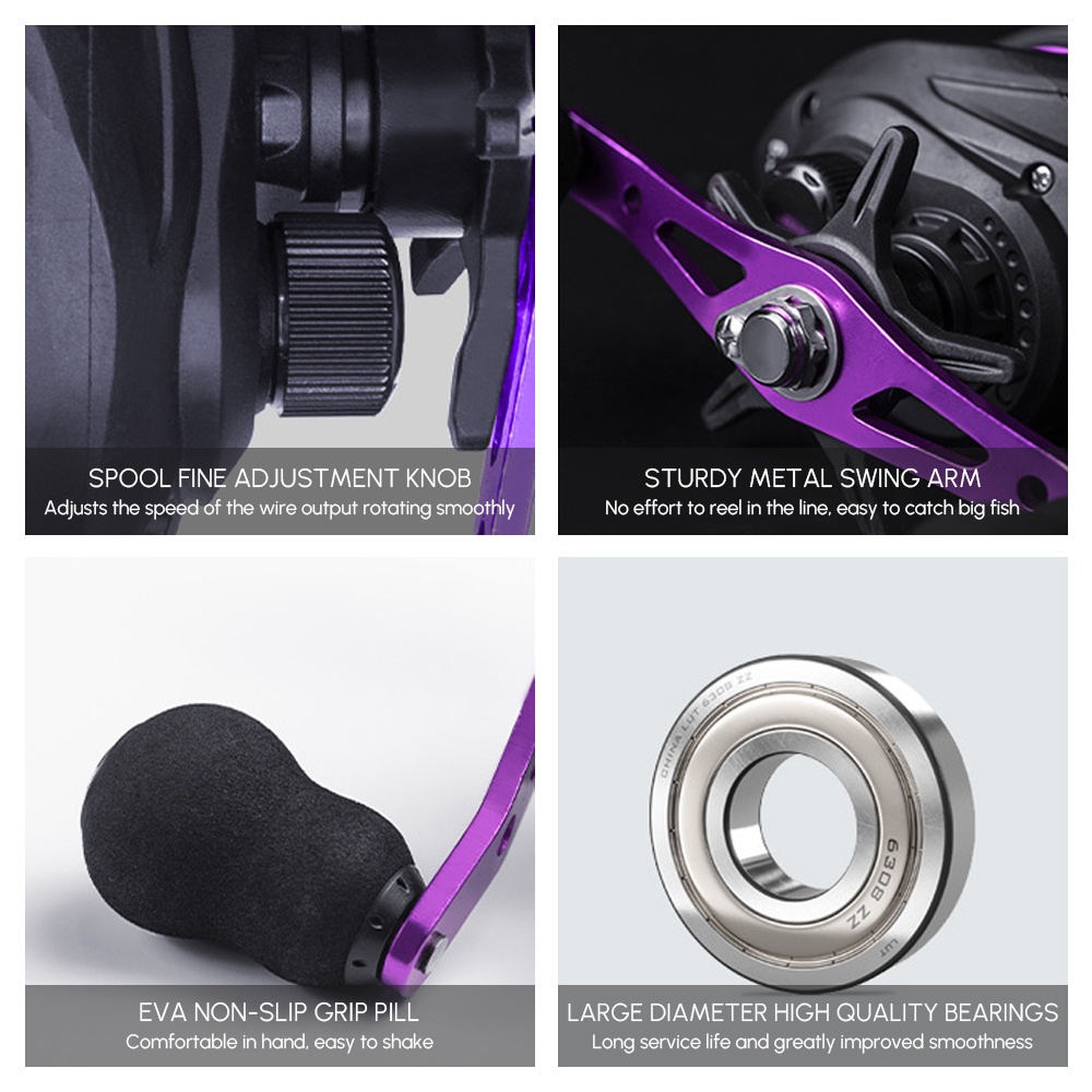 HAIYI FISHING Pancing BC reel Rem Magnetik Halus Bantalan Bola Sistem Sistem Rem Magnetis 12+1 Reel Baitcasting Bahan Metal Kapasitas Untuk Memancing 10kg/22lb Fishing Reel Pancing Reel Gulungan Pancing Saltwater Reel Fishing Long Cast Reel