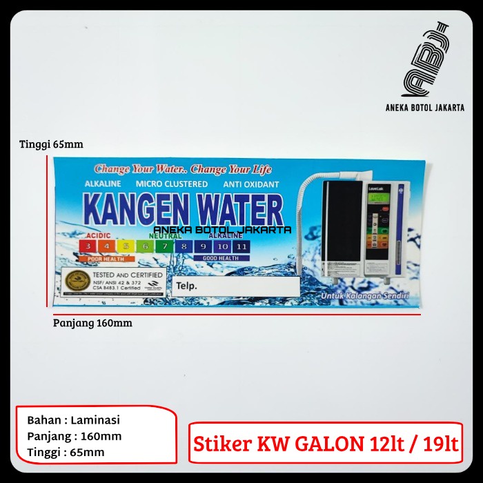 Stiker galon kangen water 12 liter / 19 liter