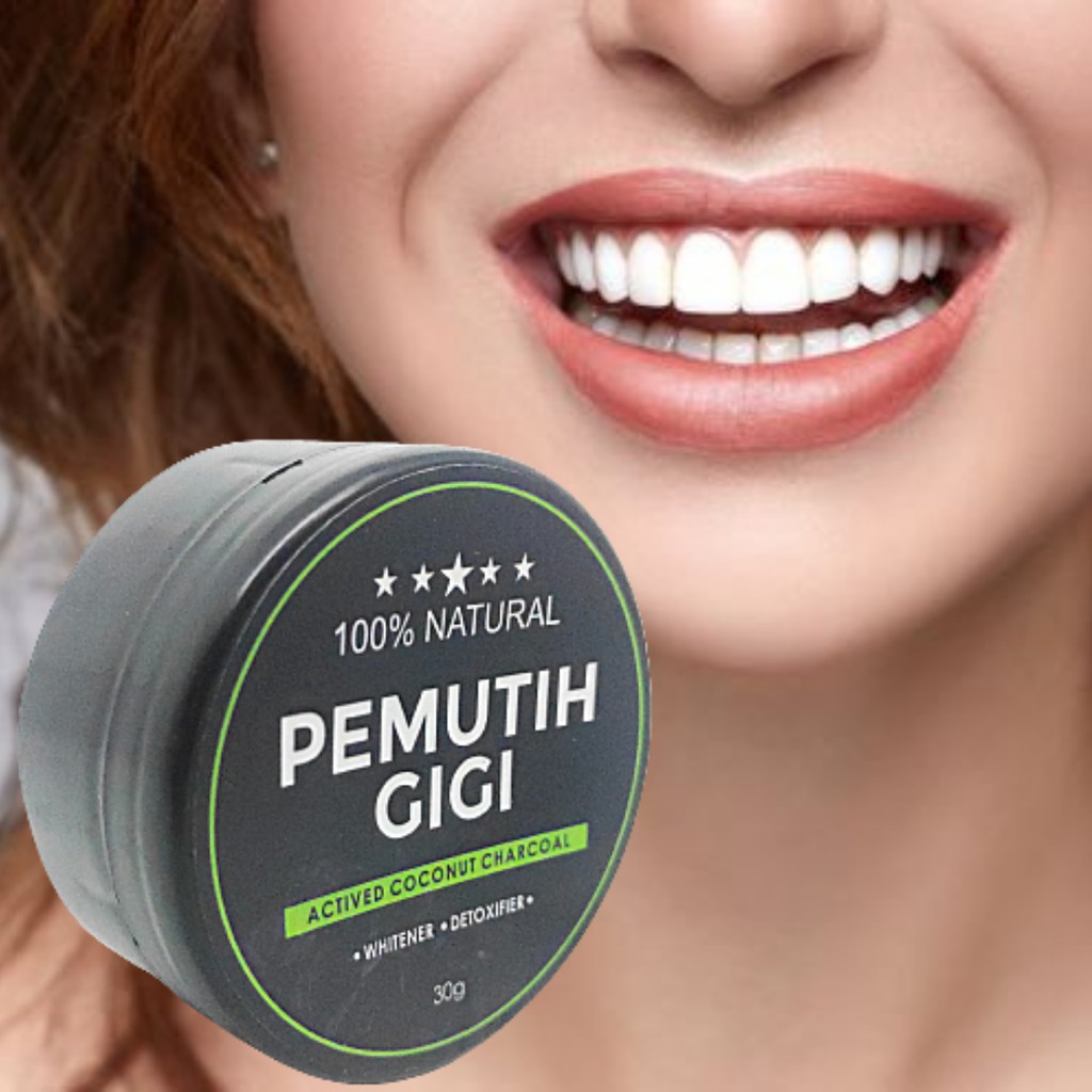 PEMUTIH GIGI Actived Charcoal Powder Halal Atasi Gigi Kuning Ampuh Membersihkan Gigi Kuning