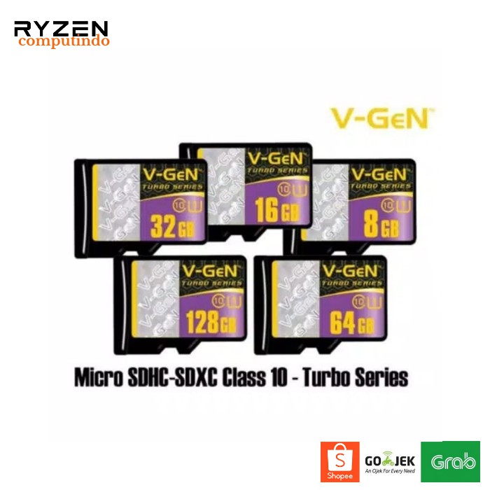 MICRO SD 4GB 8GB 16G 32GB 64GB V-GEN MEMORY CARD VGEN CLASS 10 TURBO - 32GB