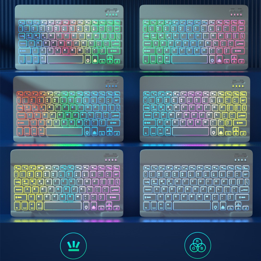 【Beli dua diskon 20%】 GOOJODOQ 10 Inch Backlit Backlight Wireless Keyboard And Mouse LED Backlight Keyboard