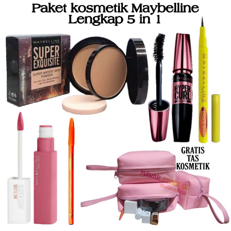 Paket Kosmetik Maybelline Lengkap 5 In 1 / Make up Murah Kumplit