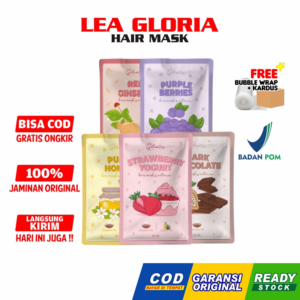 Lea Gloria [COD] Hair Mask And Vitamin Masker Rambut  Perawatan Rambut Rusak BPOM Original 20ml