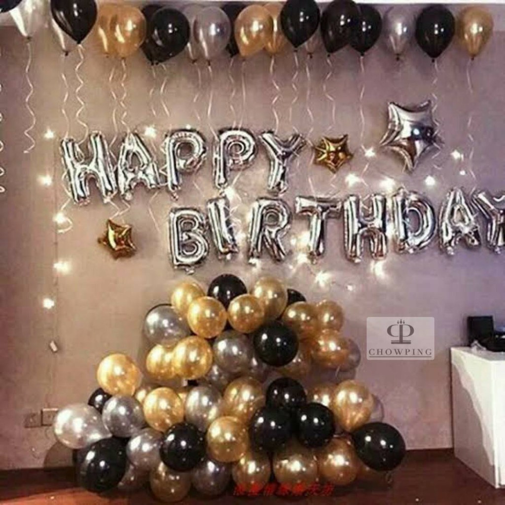 Paket Dekorasi  Balon Ulang  Tahun  Happy Birthday Silver 