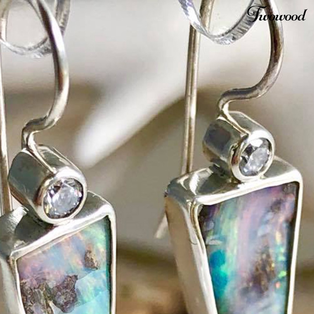 Twowood 1 Pair Women Drop Earrings Colorful Faux Stone Faux Pearl Exquisite Rhinestone Shiny Hook Earrings for Daily Wear