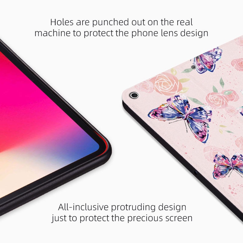 Tablet Flip Casing Untuk iPad 10.2 2021 2020 2019 Leather Case Untuk iPad 9th 8th 7th Generasi A2603 A2604 A2428 Fashion Fancy Color Butterfly Series Stand Cover