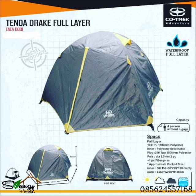 Tenda Gunung / Tenda Camping Co-Trek Drake 4P Double Layer Best Seller