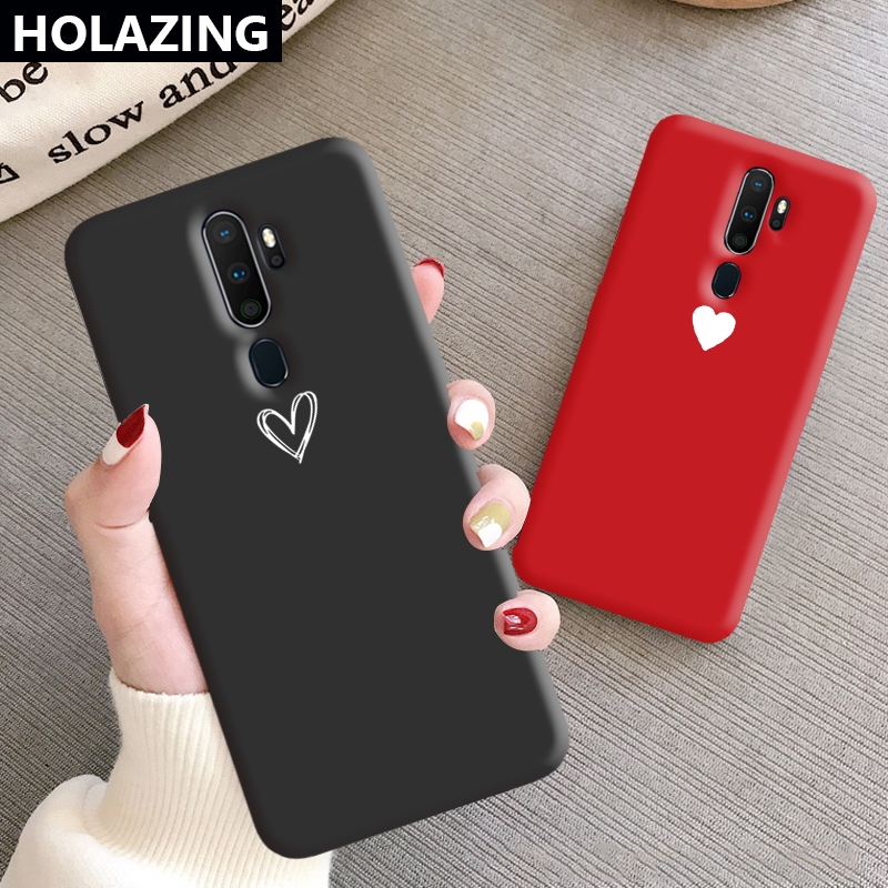 Casing Case Pasangan Warna Hitam Merah Polos Untuk Oppo A9 2020 A5 A3s Ax5s A7 Shopee Indonesia
