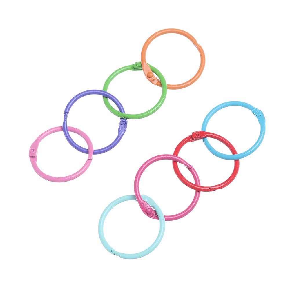 Nanas 10PCS Gantungan Kunci Logam Multicolor Color Painted DIY Craft Binding Book Hoops