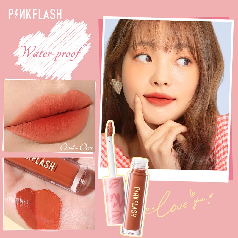 PINKFLASH OhMyKiss 2 Pieces Liquid Lipstick Long Lasting Lipstik Cair Lembut Matte digigit bibir terlihat VE Pelembab Tahan Lama Original Sachi Beaute