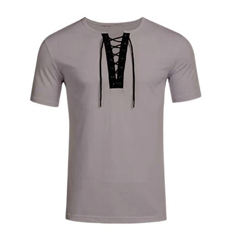 Kaos Leher Kancing bertali Kaos Vneck Kaos Polos kaos hoodie pendek grey hitam