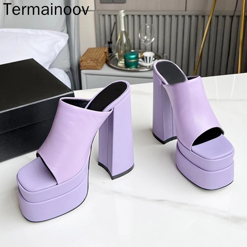 Wedges wanita sepatu high heels shoes mewah summer slipper sendal hak tinggi purple