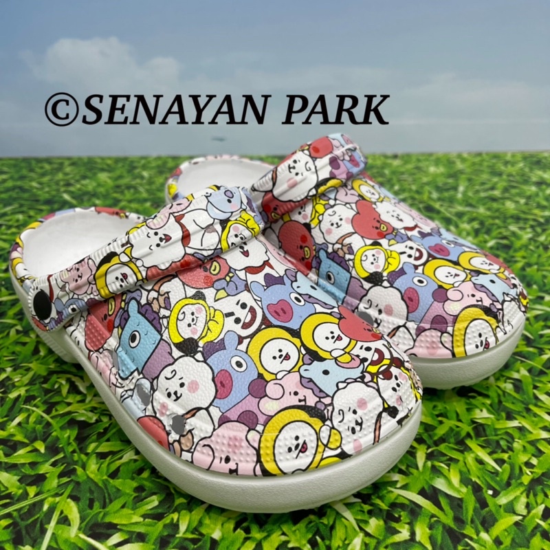 19-35 Sandal Kodok Anak Motif Printing, Sendal Karet Anak Model Crocs BTS Anti Slip, Sandal Jelly PromoSen