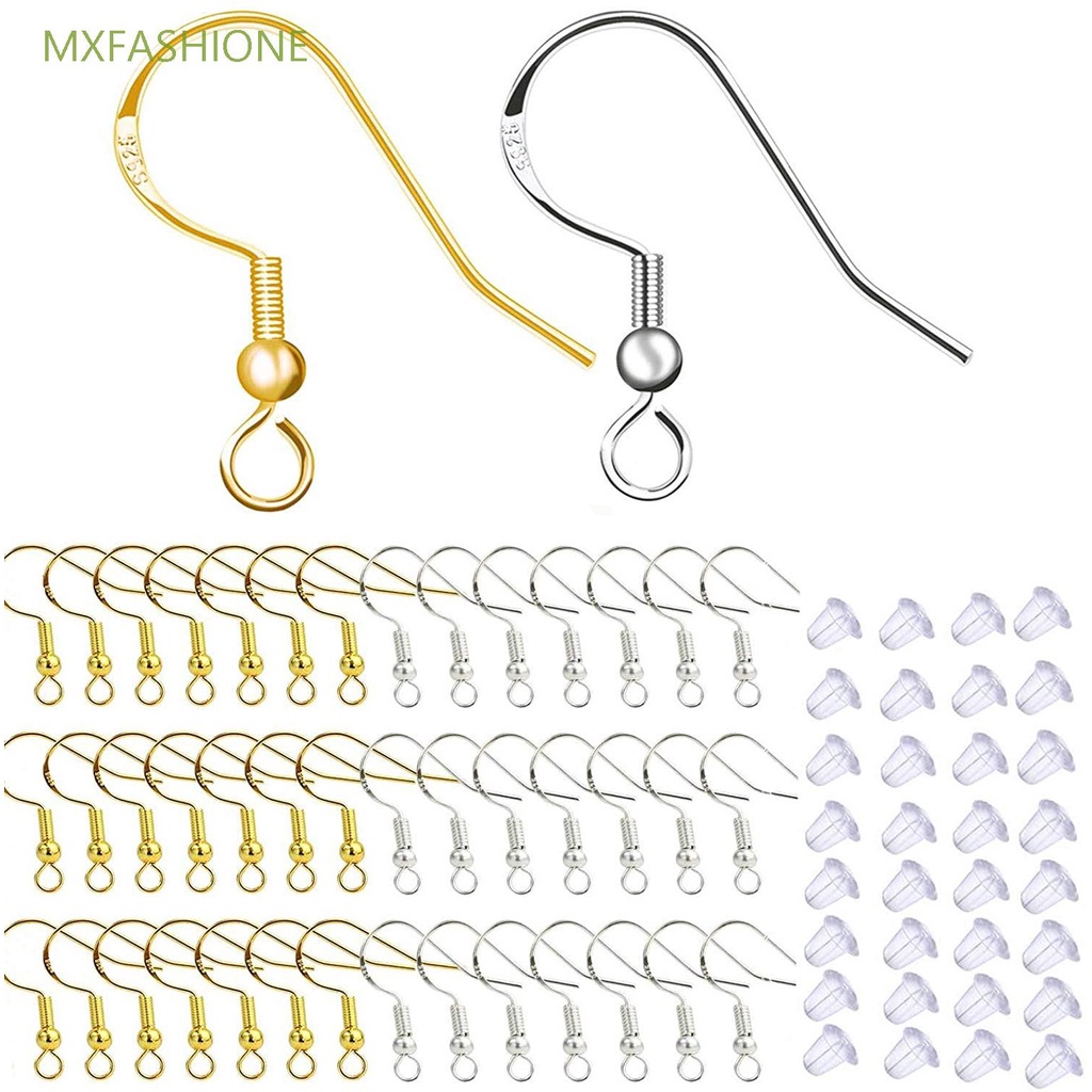 100pcs Earring Hooks Beads Jewelry Findings Ear Wires Set 925 Sterling Silver
