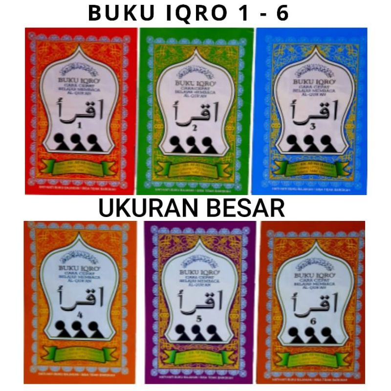 PAKET IQRO JILID 1 2 3 4 5 6 Ukuran Besar ( A5 ) Lengkap