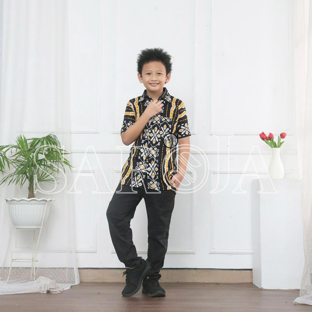 SAROJA | Couple Batik Keluarga Songket Dua Kuning | Baju Couple Pasangan | Baju Couple Keluarga Ayah Ibu Anak | Sarimbit Batik Keluarga 2025