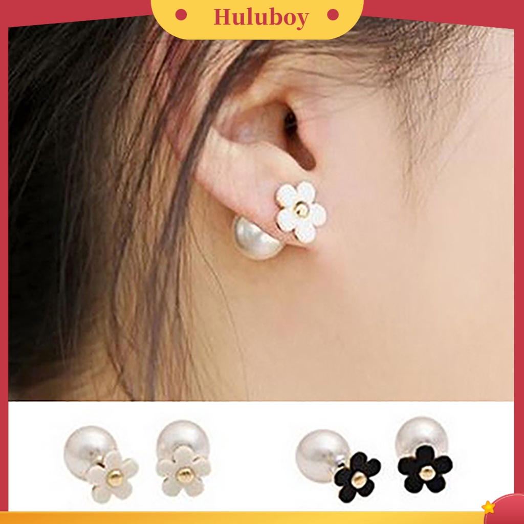 Hu Hu Hu Hu Hu Alat Bantu Pasang Kacamata♡ Anting Stud Desain Bunga Dua Sisi Untuk Pernikahan