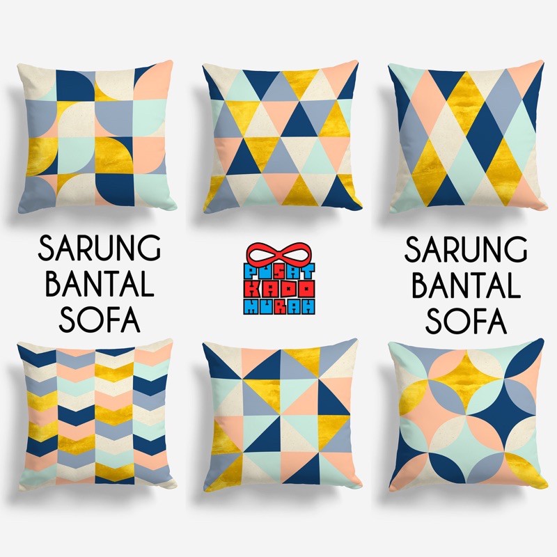 COVER SARUNG Bantal Sofa Motif Abstrak Retro Pastel 40x40 cm - PUSAT KADO MURAH