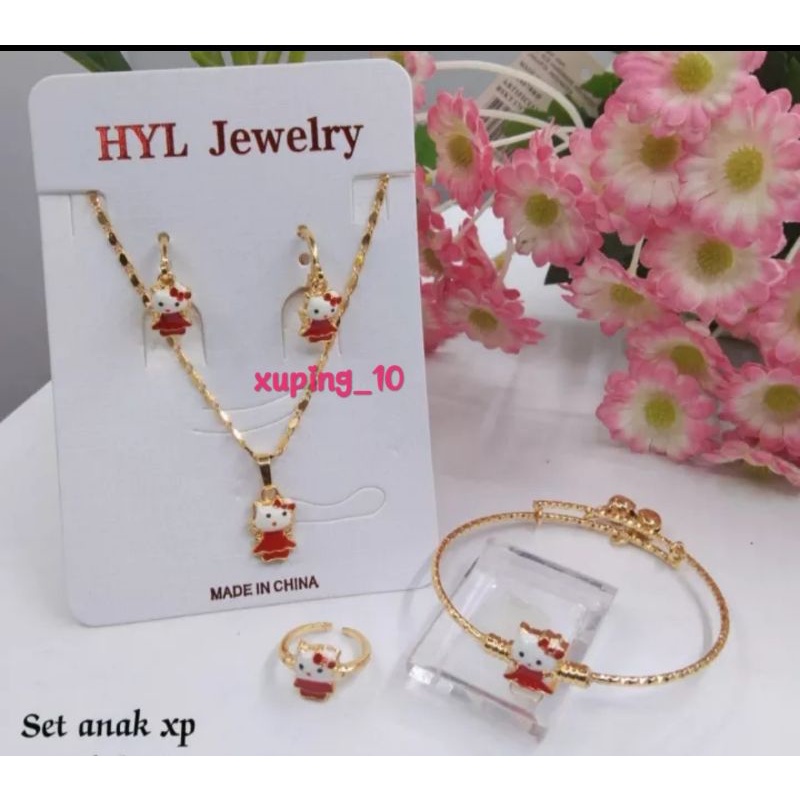 set perhiasan xuping anak hello kitty cat terbaru xuping gold