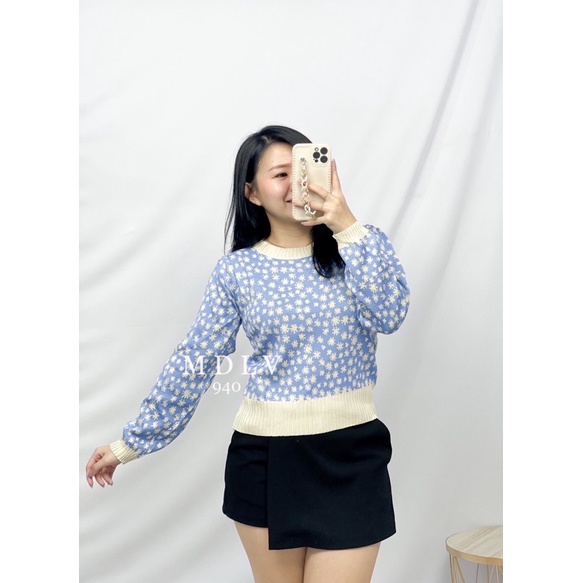 MDLV ~ 940 TRILIUM KNIT TOP LENGAN PANJANG // ATASAN RAJUT LENGAN PANJANG // FASHION IMPORT WANITA