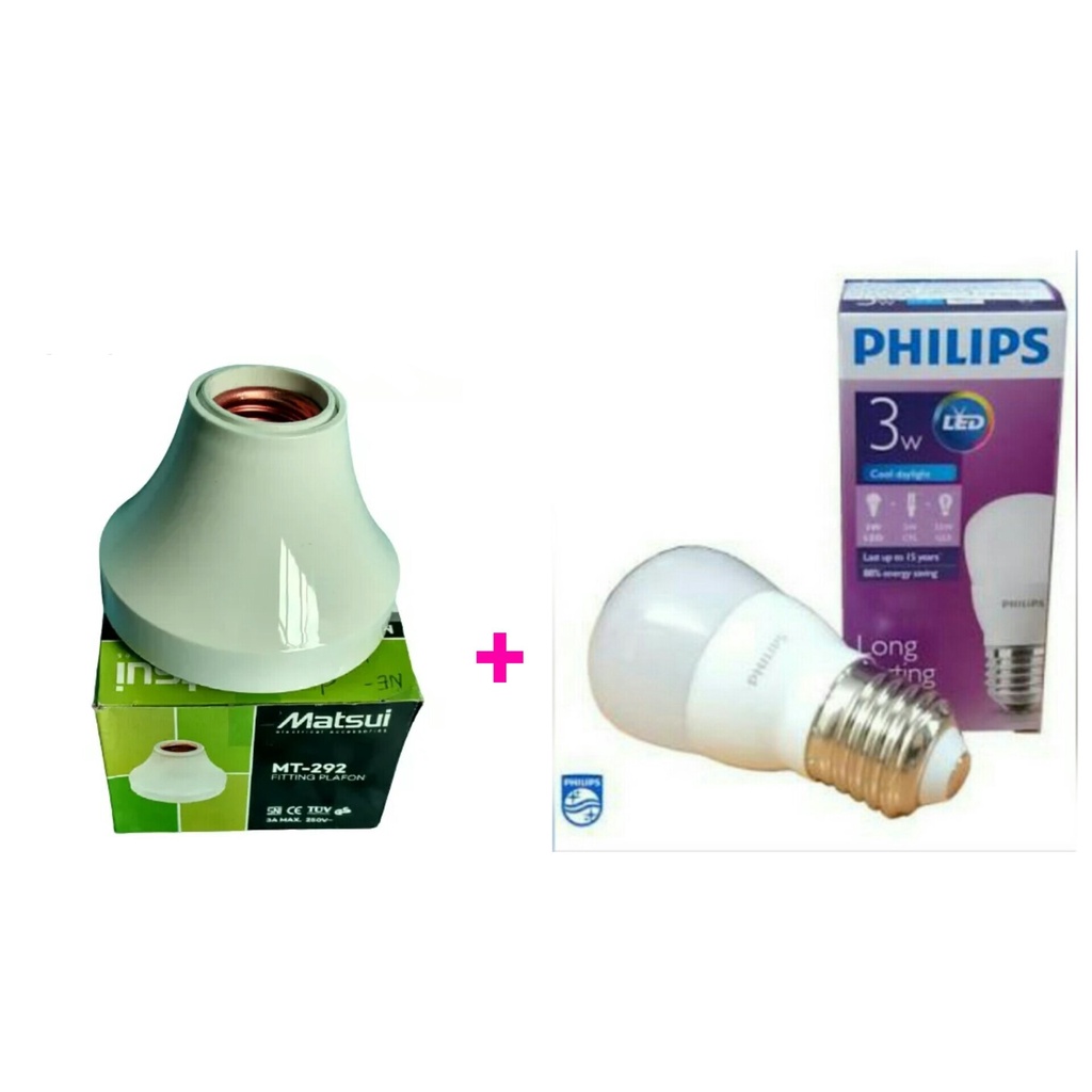 Lampu Philips LED 3w, 4w, 6w, 7w, 9w, 18w + Matsui Fitting Plafon MT-292