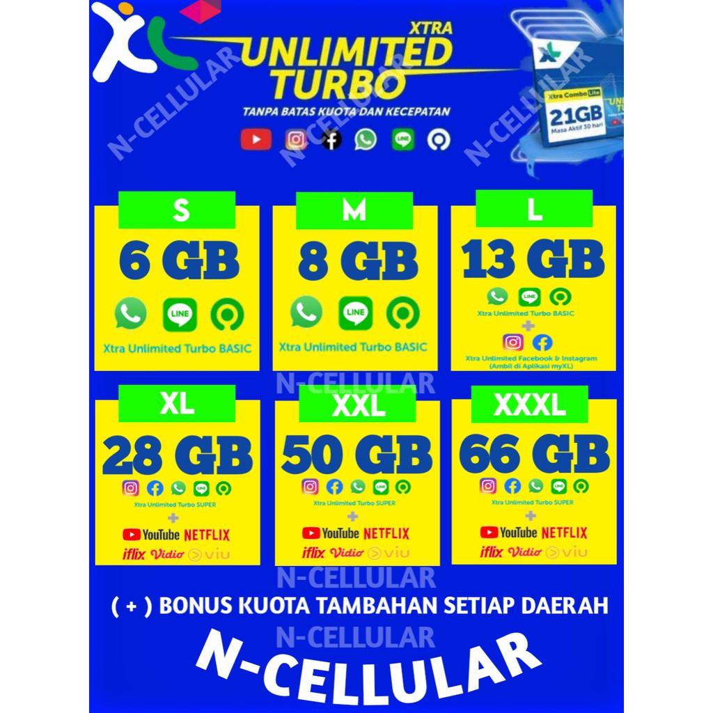 [PROMO] INJECT KUOTA XL XTRA COMBO LITE 6GB,8GB,13GB,28GB,50GB,66GB