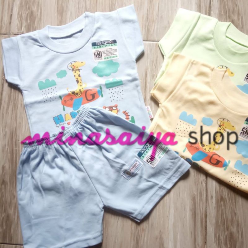 RIDGES Setelan Bayi SNI Lengan Pendek Sablon Warna Uk. S - XL