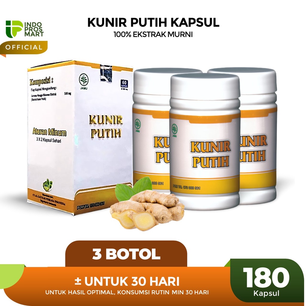 Jual Kunir Putih Kapsul 3 Botol Kunyit Putih Kapsul Standar Bpom Dan Halal Mui Shopee 8497