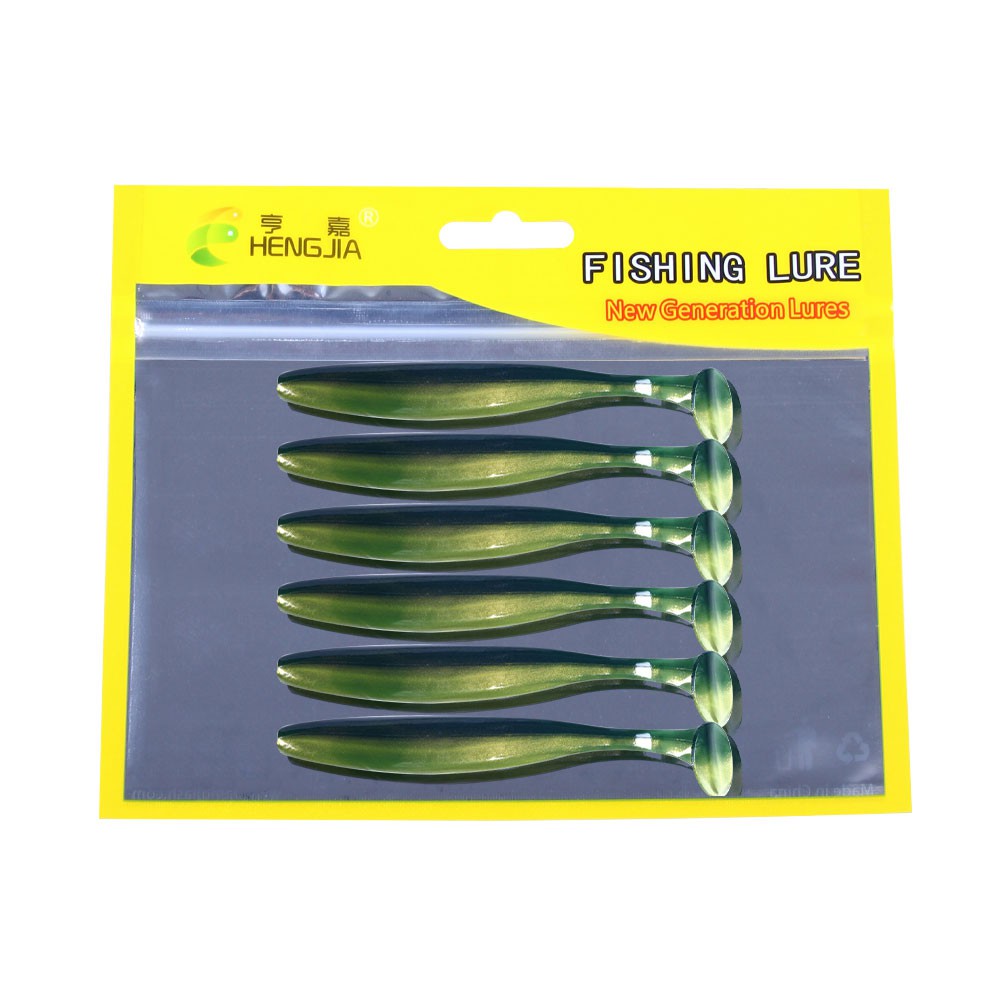 HENGJIA 10PCS/6PCS Umpan Pancing Karet Silicon Lembut Soft Bait Bentuk Cacing Bahan Silikon Ukuran 55mm 70mm 90mm double warna Fishing Lures COD bayar di tempat