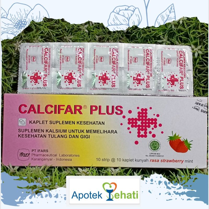 CALCIFAR PLUS KAPLET KUNYAH RASA STRAWBERRY MINT per STRIP