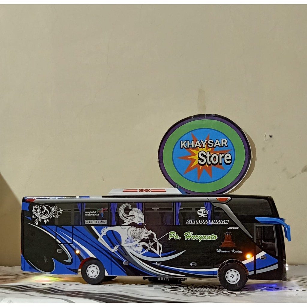 miniatur bus HARYANTO Rama Shinta BIRU PLUS LAMPU