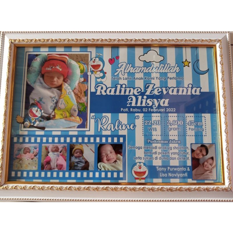 Papan Nama Bayi Bingkai Biodata Anak Scraft frame Bio Baby Perlengkapan Bayi Biodata Kelahiran
