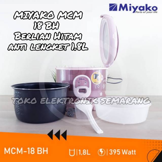 MAGIC COM MIYAKO 18 BH BERLIAN HITAM 1 3IN1 MEMASAK MENGUKUS DAN MENGHANGATKAN