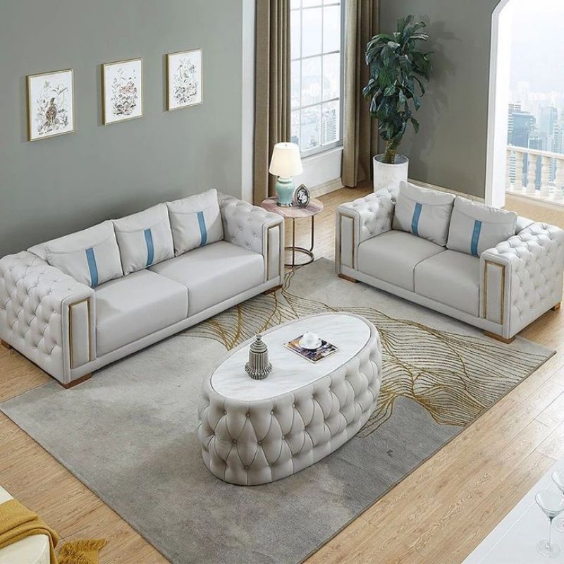 Sofa Chesterfield Sofa 3-2 Seater Fullseat Sofa Kulit Terbaik Living Room