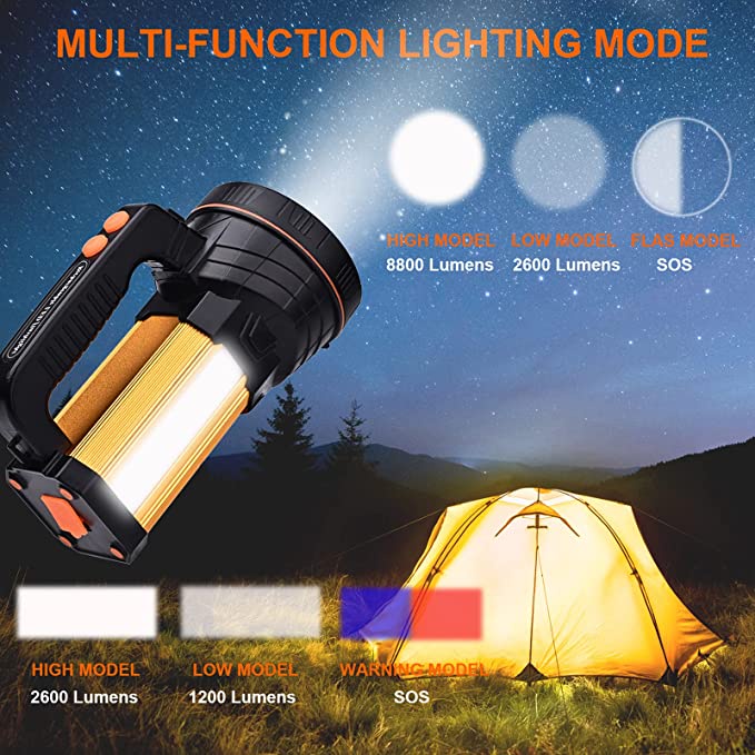 Senter LED Super Terang 80W Tahan air High Power USB Rechargeable Multifungsi lampu Waterproof Power Bank