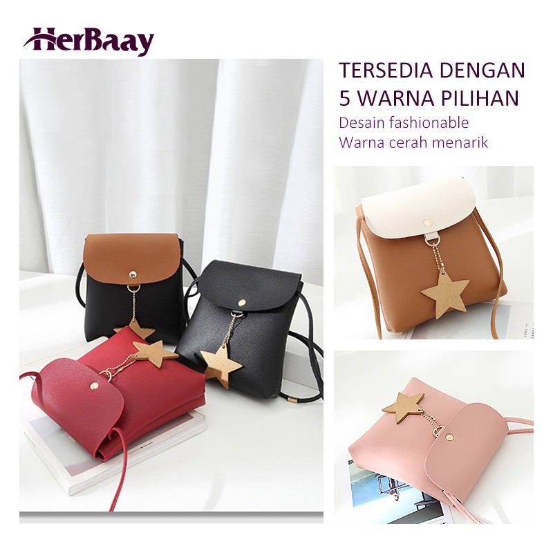 

Herbaay Sling Bag Tas Wanita Dengan Gantungan Bintang Tas bahu wanita model korea bahan PU