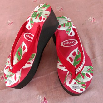 ANUR-sandal wanita wedges sablon  tinggi 6 cm