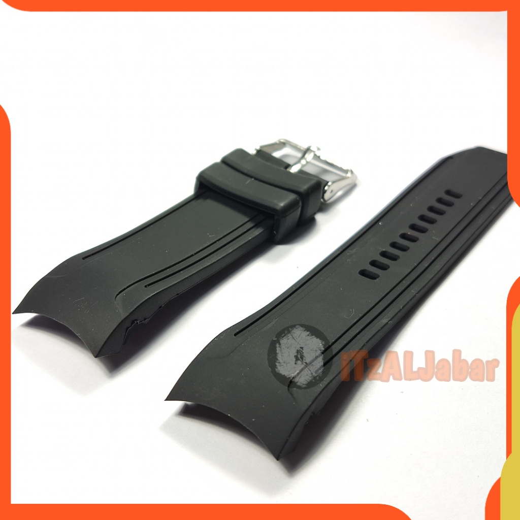 Tali jam tangan Karet 24mm Curved rubber strap WH125E Hitam