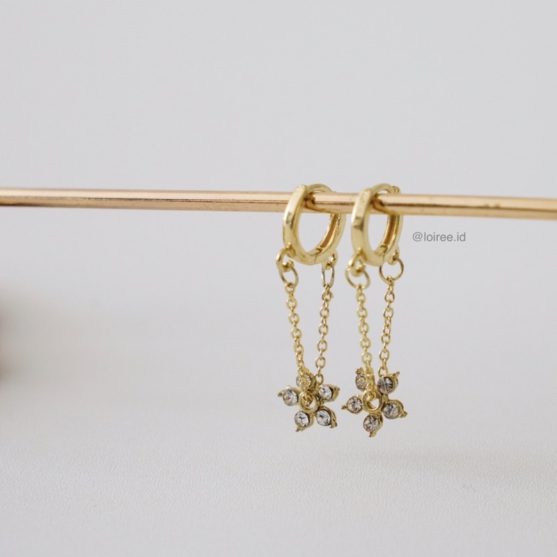 SOLA | Gold&amp;Pearl Collection - Gold Plated Hoop Drop Earrings - Anting Tusuk Wanita Korea