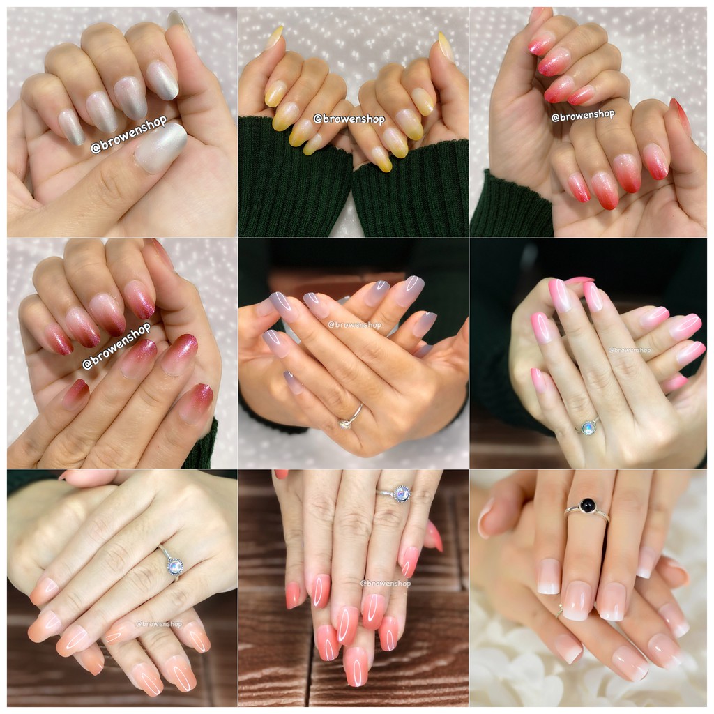 kuku palsu french ombre gradasi fake nail gradation