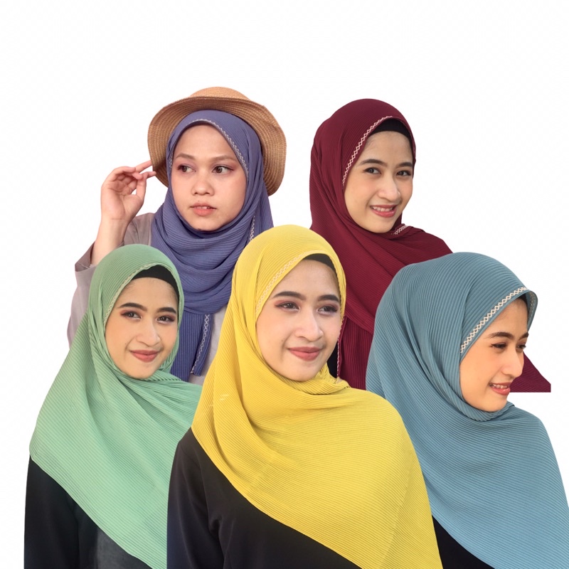 EMBROIDERY SHAWL / PASHMINA PLISKET BORDIR (100rb dapat 5)
