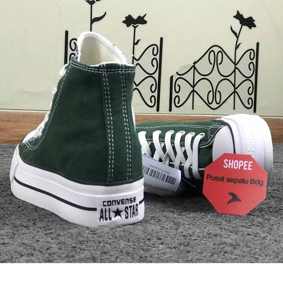 Sepatu Sneakers Wanita Platform Hak Tinggi Green