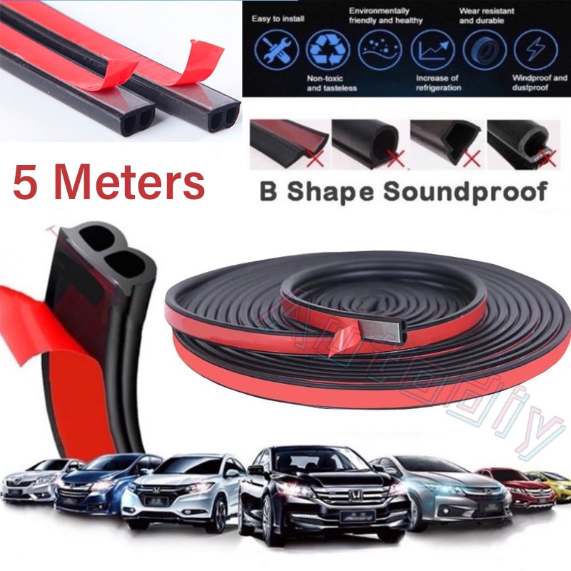 5meter High Quality Car Silence Scheme Rubber Seal strip Bentuk B Kedap Suara Bumper strip Aksesoris Pintu interior Mobil Sound Proof Car Rubber Seal