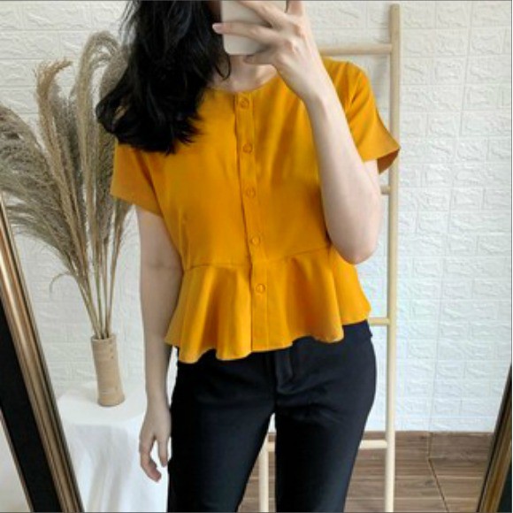 CAVALU 036 Emily Top Peplum Moscrepe Halus Baju Atasan  