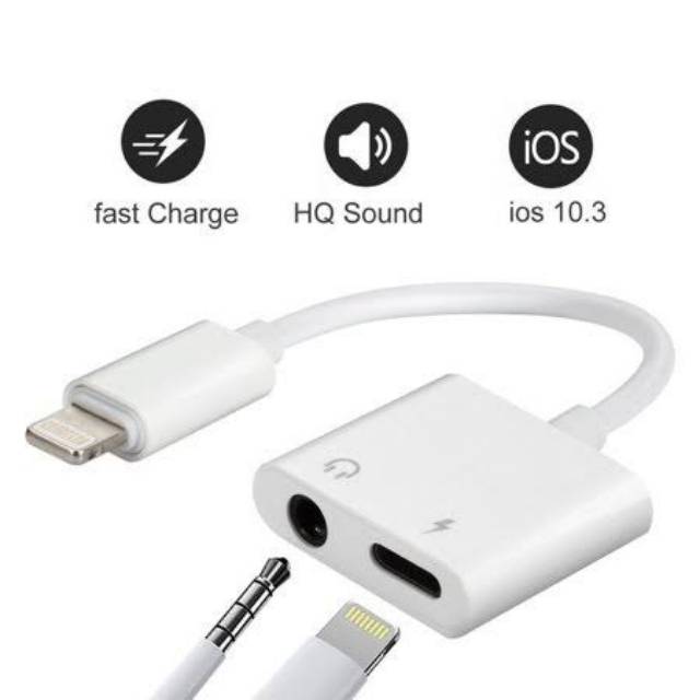 Termurah MEDAN Charging Lightning Adapter 3.5mm Jack Connecter untuk IP 7 8 + X 11 Pro 11Pro Audio Splitter 2 in 1